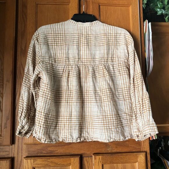 Everlane The Linen Billow Blouse Oversized Gingham Long Sleeve - XS - Picture 12 of 15